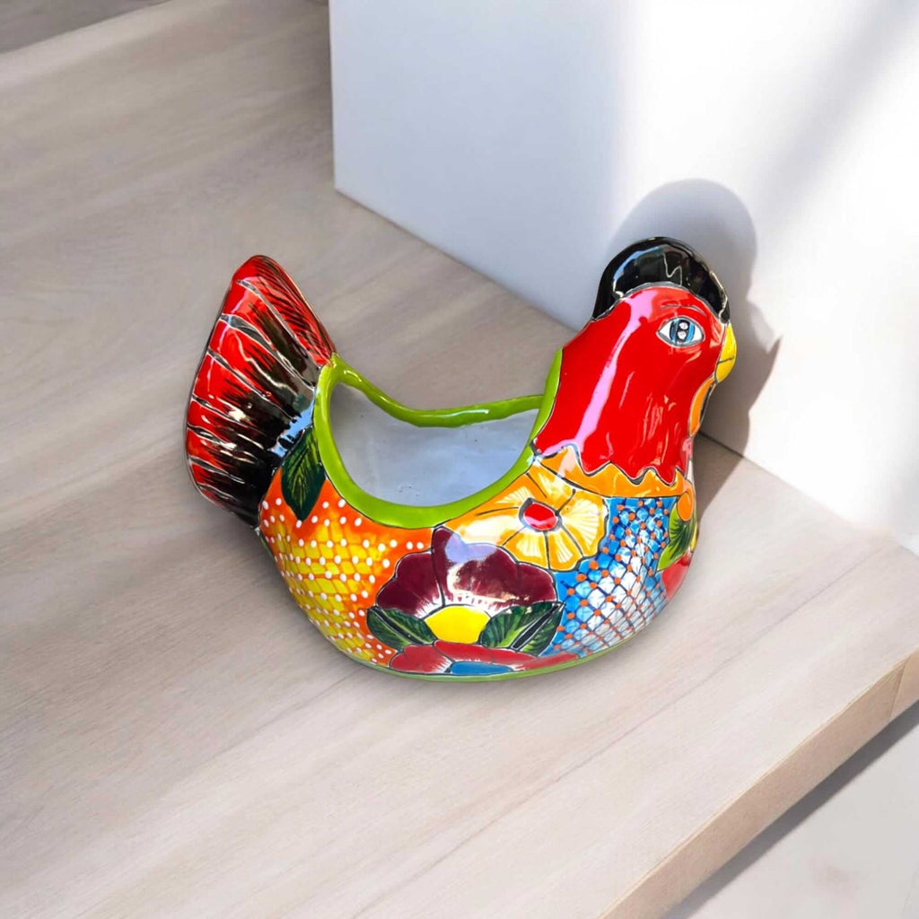 Colorful Talavera Chicken Planter | Mexican Ceramic Art Talavera Planter La Vie Bien Colorful Talavera Chicken Planter | Mexican Ceramic Art