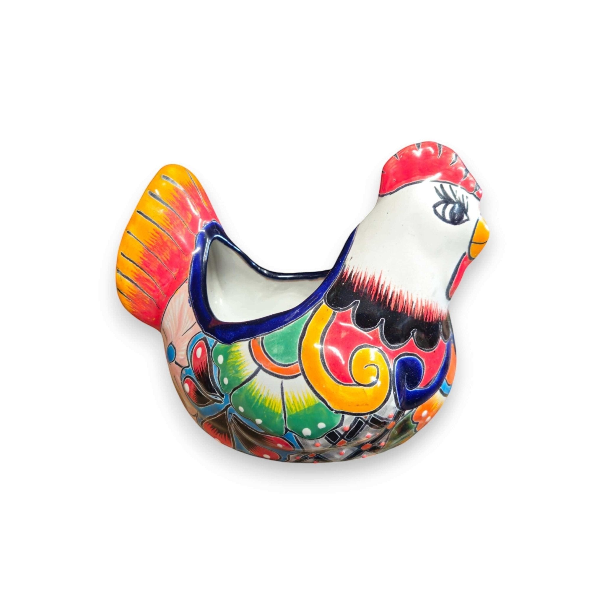 Colorful Talavera Chicken Planter | Mexican Ceramic Art Talavera Planter La Vie Bien Colorful Talavera Chicken Planter | Mexican Ceramic Art