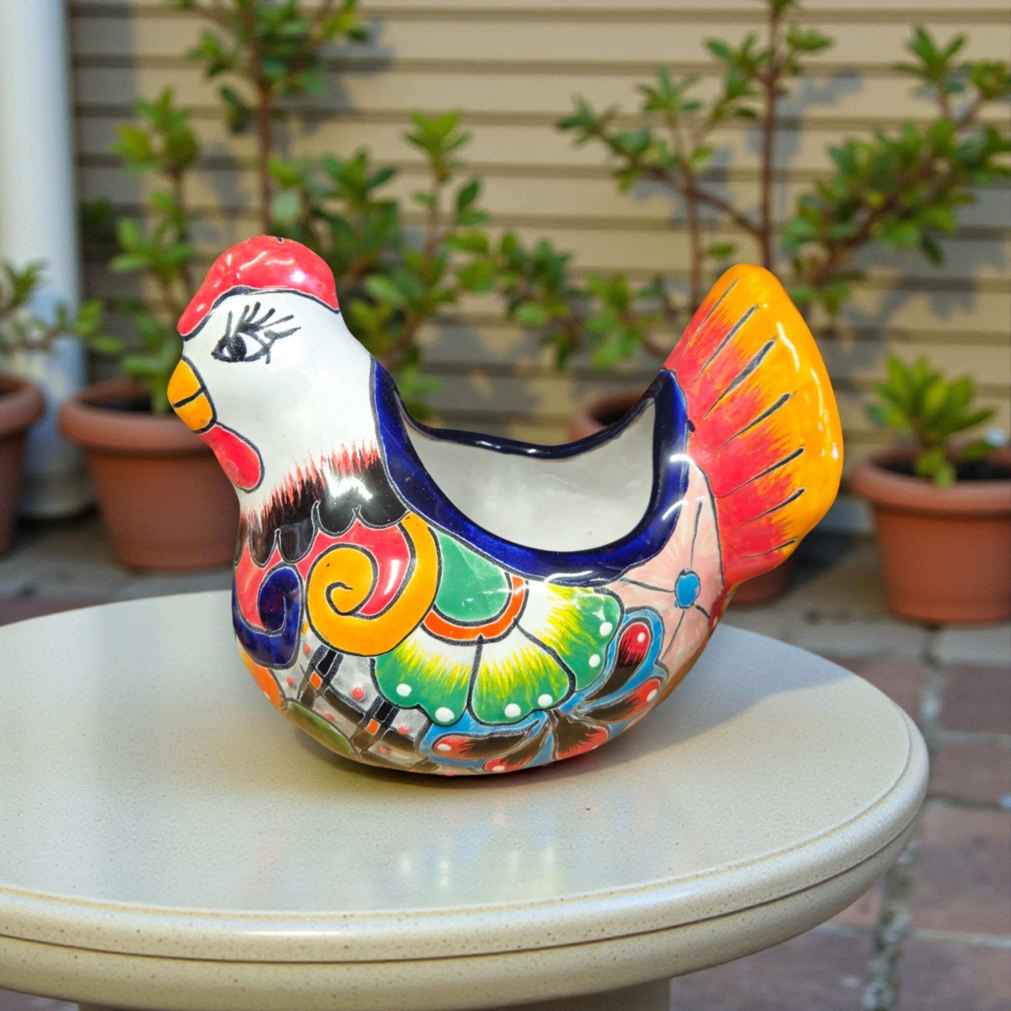 Colorful Talavera Chicken Planter | Mexican Ceramic Art Talavera Planter La Vie Bien Colorful Talavera Chicken Planter | Mexican Ceramic Art