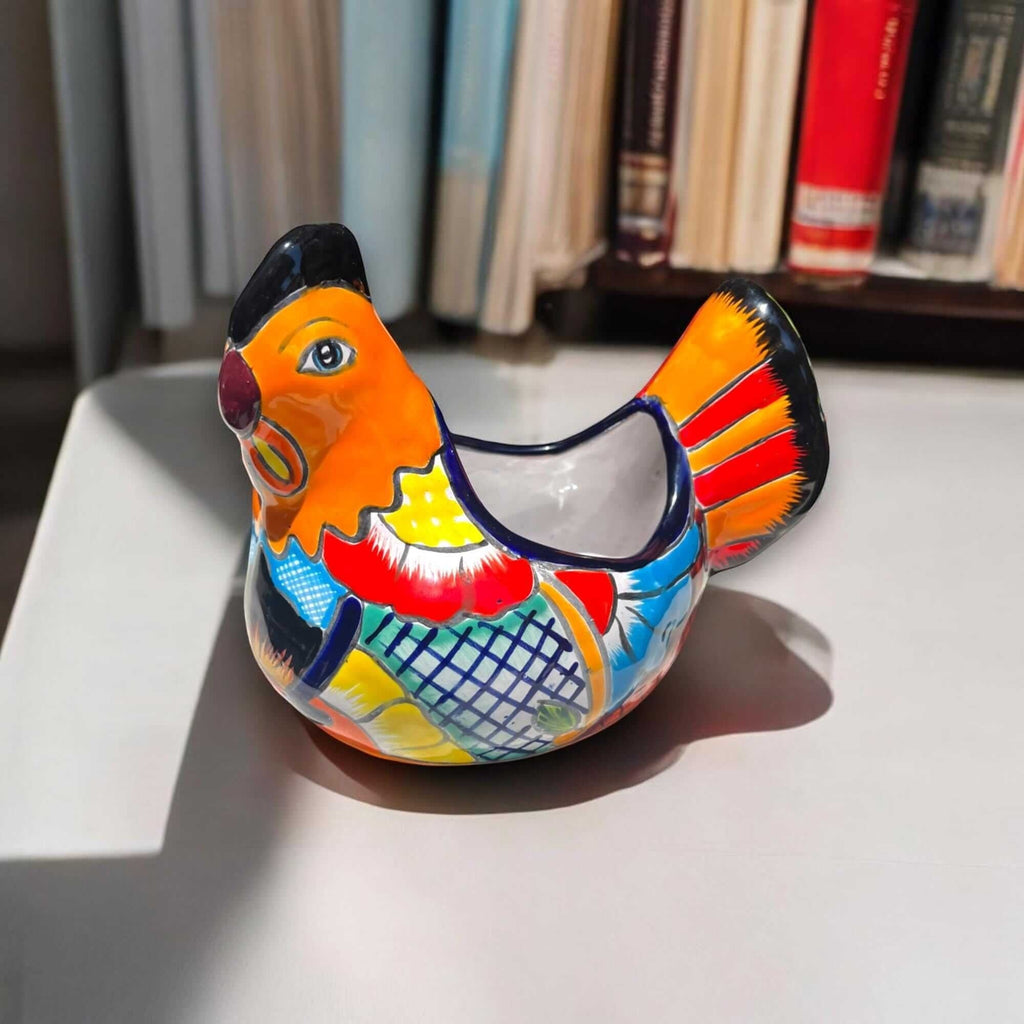 Colorful Talavera Chicken Planter | Mexican Ceramic Art Talavera Planter La Vie Bien Colorful Talavera Chicken Planter | Mexican Ceramic Art