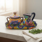 Colorful Talavera Coffee Serving Set | Handmade 3-Piece Set