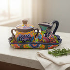 Colorful Talavera Coffee Serving Set | Handmade 3-Piece Set Talavera Coffee Set La Vie Bien Colorful Talavera Coffee Serving Set | Handmade 3-Piece Set