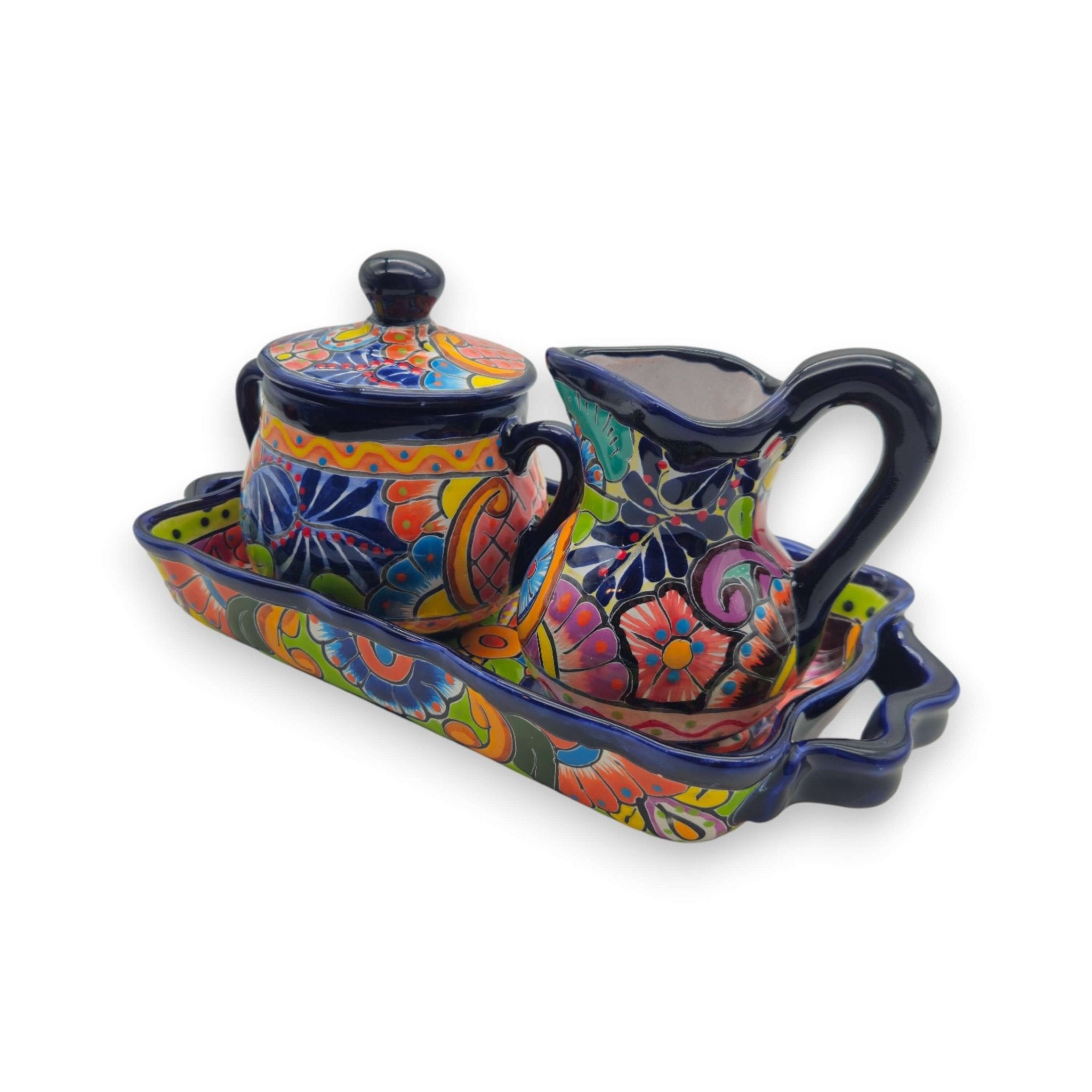 Colorful Talavera Coffee Serving Set | Handmade 3-Piece Set Talavera Coffee Set La Vie Bien Colorful Talavera Coffee Serving Set | Handmade 3-Piece Set