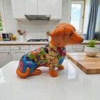 Colorful Talavera Dachshund | Mexican Ceramic Dog Figurine