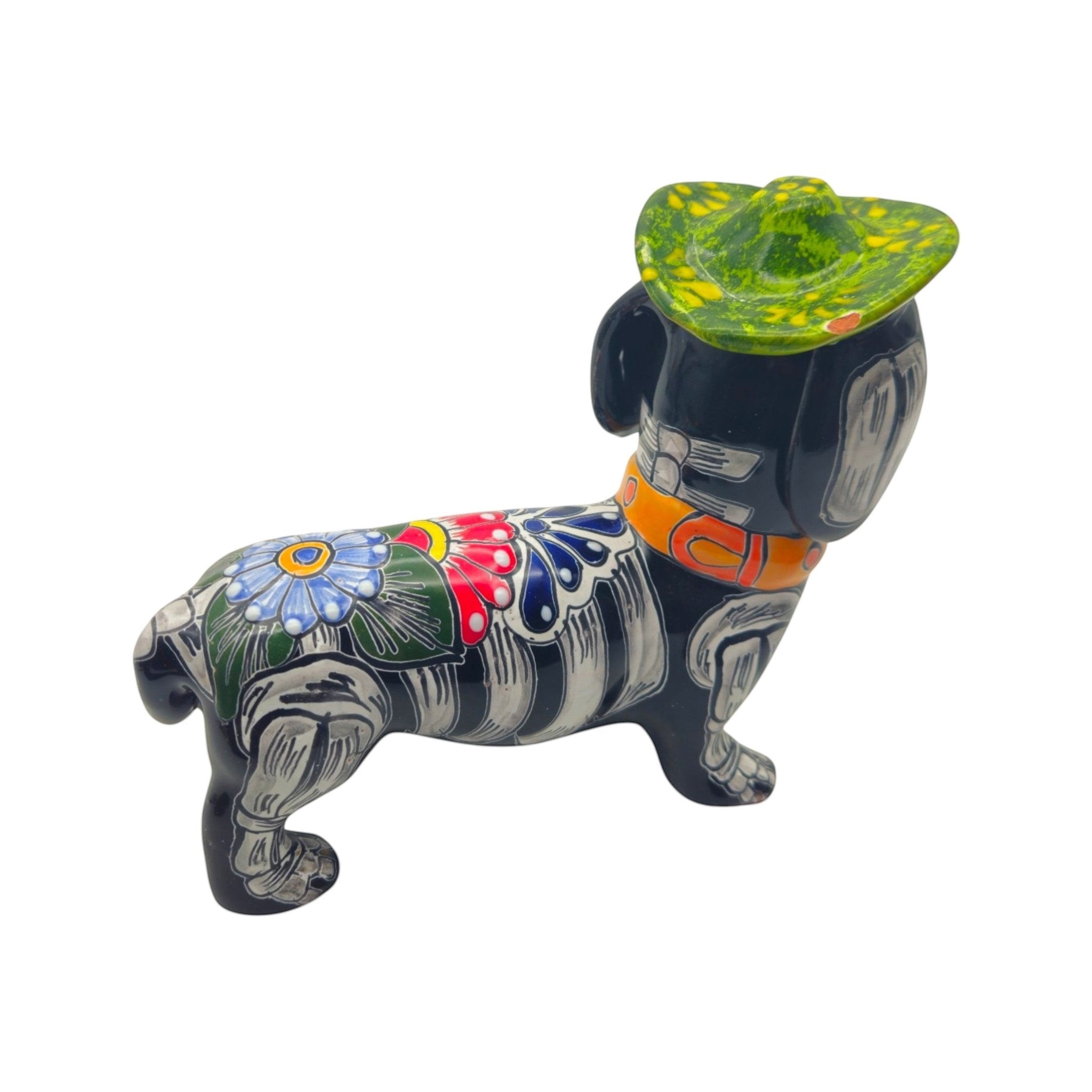 Colorful Talavera Dachshund Figurine | Mexican Folk Art Talavera Statue La Vie Bien Colorful Talavera Dachshund Figurine | Mexican Folk Art