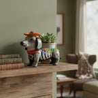 Colorful Talavera Dachshund Figurine | Mexican Folk Art Talavera Statue La Vie Bien Colorful Talavera Dachshund Figurine | Mexican Folk Art
