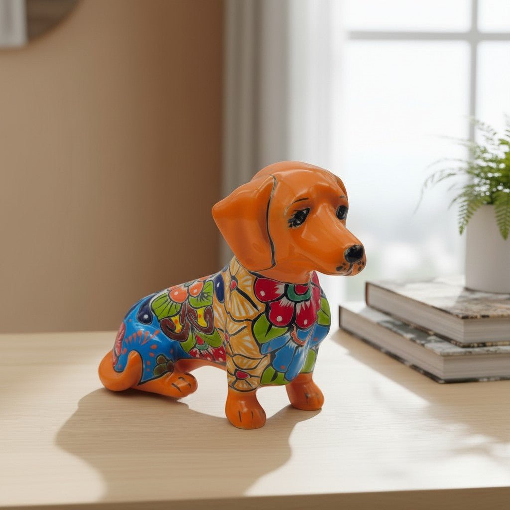 Colorful Talavera Dachshund | Mexican Ceramic Dog Figurine Talavera Statue La Vie Bien Colorful Talavera Dachshund | Mexican Ceramic Dog Figurine
