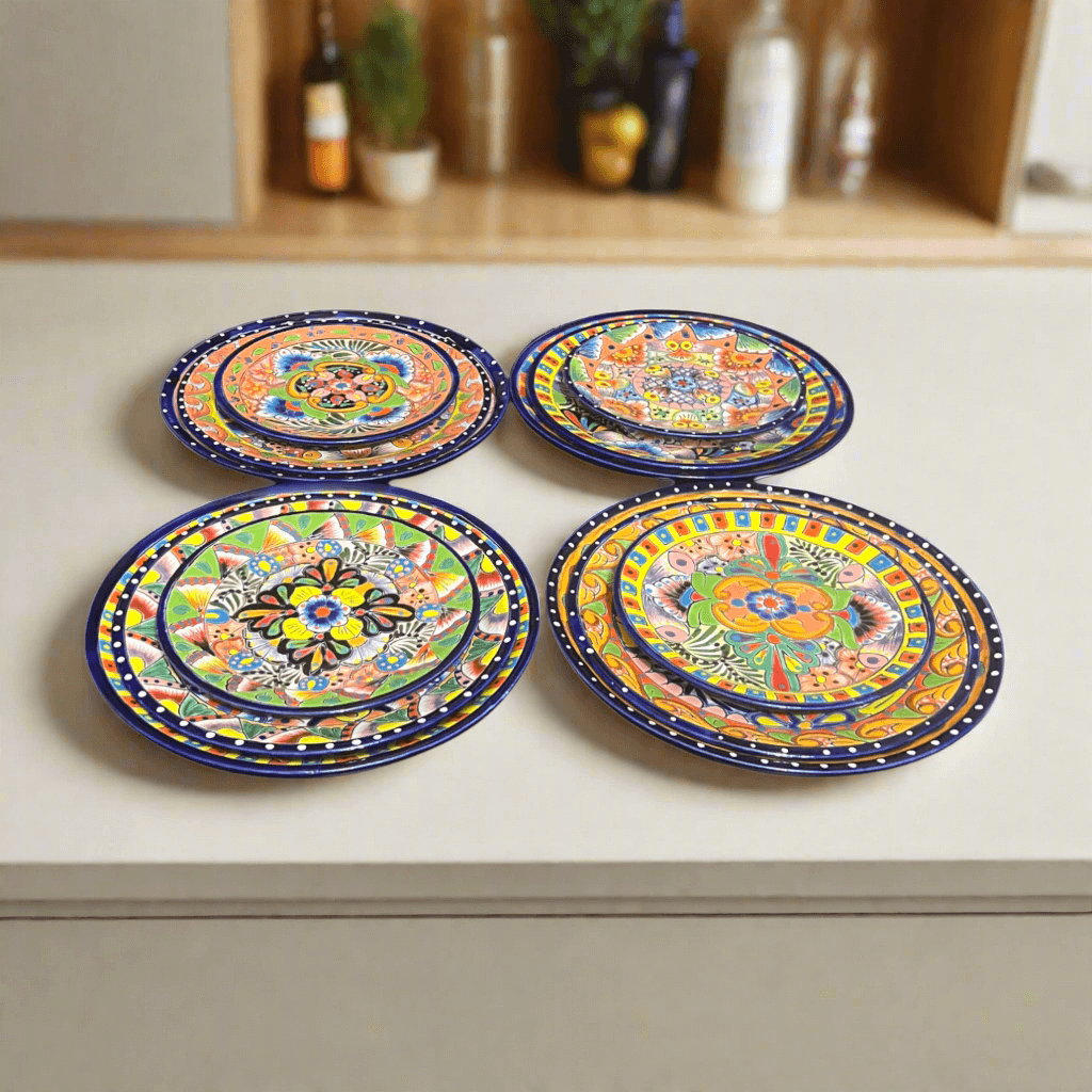 Colorful Talavera Dinnerware Set | 12 - Piece Plate Set Talavera Dinnerware Set La Vie Bien Colorful Talavera Dinnerware Set | 12 - Piece Plate Set