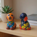 Colorful Talavera Dog Figurine Pair | Mexican Folk Art Decor Talavera Figurine La Vie Bien Colorful Talavera Dog Figurine Pair | Mexican Folk Art Decor