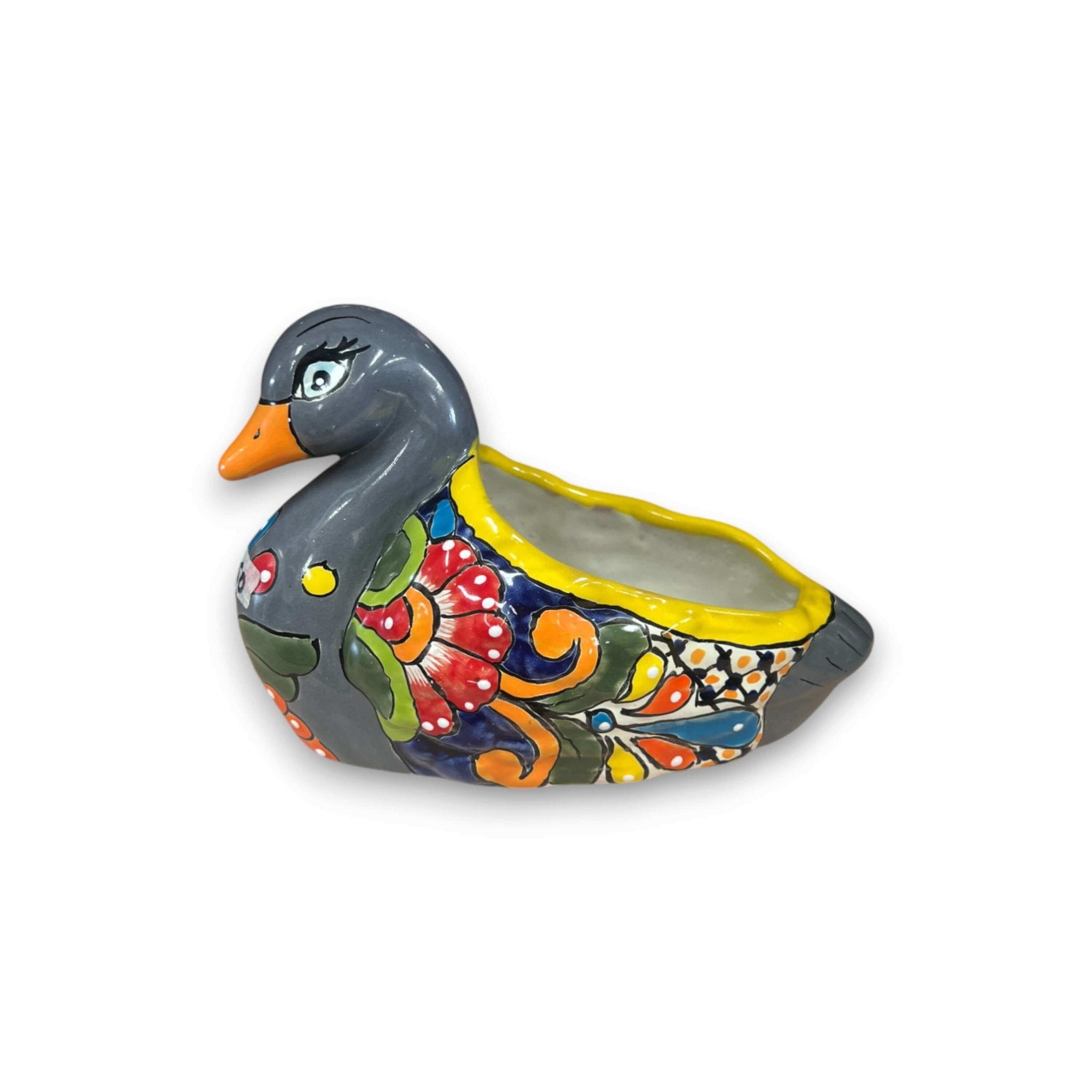 Colorful Talavera Duck Planter | Hand-Painted Mexican Succulent Pottery Art Talavera Planter La Vie Bien Colorful Talavera Duck Planter | Hand-Painted Mexican Succulent Pottery Art