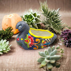 Colorful Talavera Duck Planter | Hand - Painted Mexican Succulent Pottery Art Talavera Planter La Vie Bien Colorful Talavera Duck Planter | Hand - Painted Mexican Succulent Pottery Art