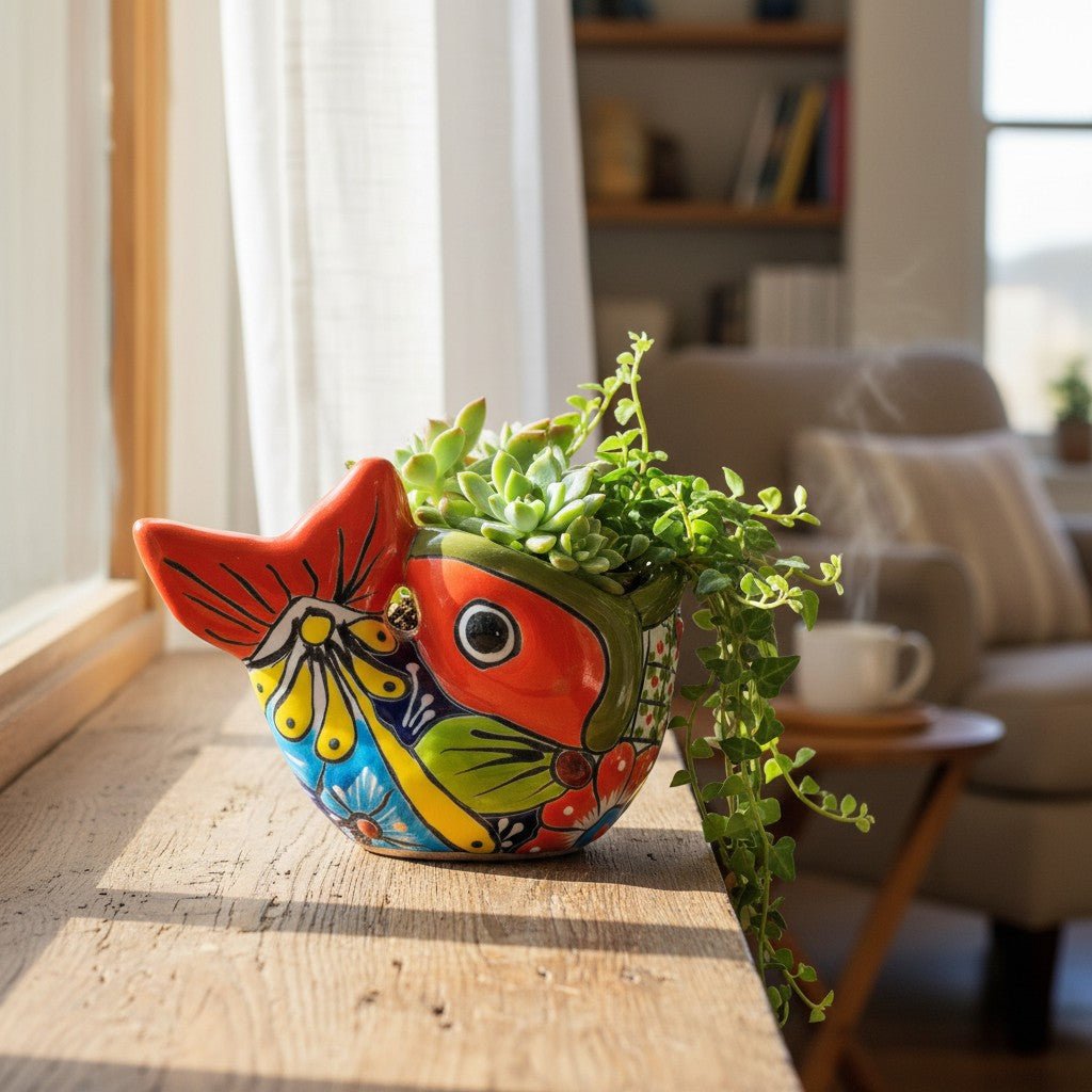Colorful Talavera Fish Planter | Mexican Hand-Painted Pottery Talavera Planter La Vie Bien Colorful Talavera Fish Planter | Mexican Hand-Painted Pottery