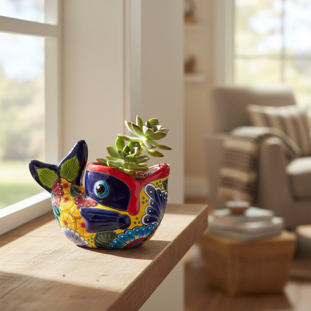 Colorful Talavera Fish Planter | Mexican Hand-Painted Pottery Talavera Planter La Vie Bien Colorful Talavera Fish Planter | Mexican Hand-Painted Pottery