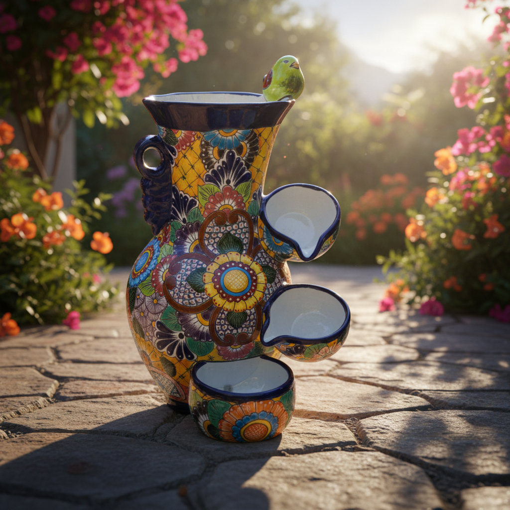 Colorful Talavera Fountain | Mexican Ceramic Water Feature Talavera Fountain La Vie Bien Colorful Talavera Fountain | Mexican Ceramic Water Feature