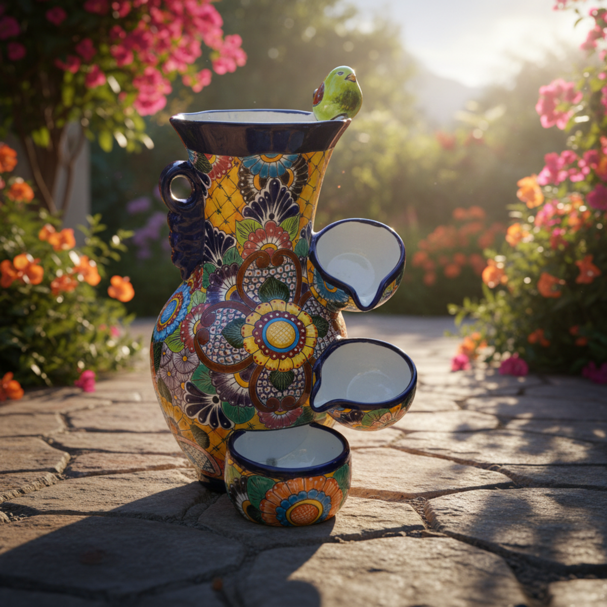 Colorful Talavera Fountain | Mexican Ceramic Water Feature Talavera Fountain La Vie Bien Colorful Talavera Fountain | Mexican Ceramic Water Feature