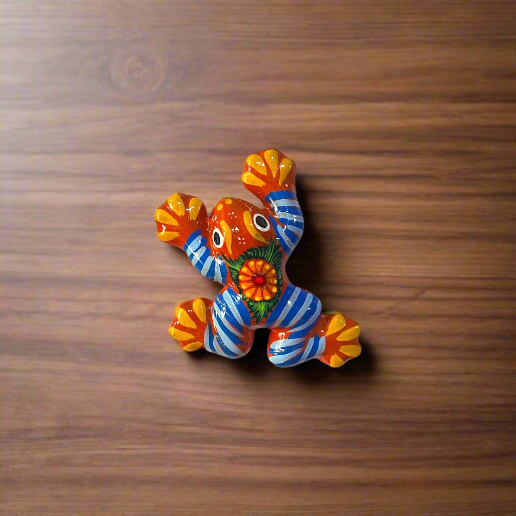 Colorful Talavera Frog Figurine | Hand - Painted Mexican Wall Art Guerrero Wall Art La Vie Bien Colorful Talavera Frog Figurine | Hand - Painted Mexican Wall Art