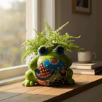 Colorful Talavera Frog Planter | Handcrafted Mexican Pottery Statue (Medium) Talavera Planter La Vie Bien Colorful Talavera Frog Planter | Handcrafted Mexican Pottery Statue (Medium)