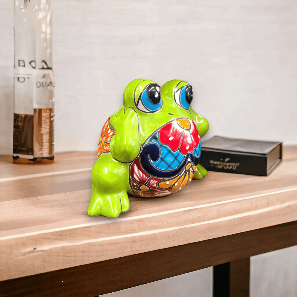 Colorful Talavera Frog Planter | Handcrafted Mexican Pottery Statue (Medium) Talavera Planter La Vie Bien Colorful Talavera Frog Planter | Handcrafted Mexican Pottery Statue (Medium)
