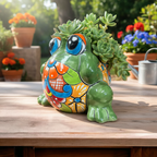 Colorful Talavera Frog Planter | Handcrafted Mexican Pottery Statue (Medium) Talavera Planter La Vie Bien Colorful Talavera Frog Planter | Handcrafted Mexican Pottery Statue (Medium)