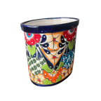 Colorful Talavera Trash Can | Handmade Mexican Waste Bin