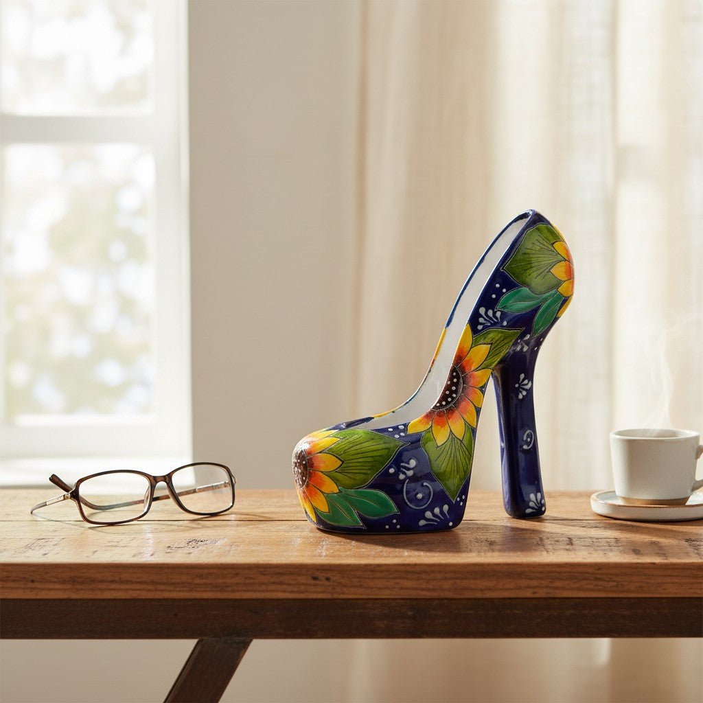 Colorful Talavera High Heel Statue | Handmade Mexican Home Decor Talavera Statue La Vie Bien Colorful Talavera High Heel Statue | Handmade Mexican Home Decor