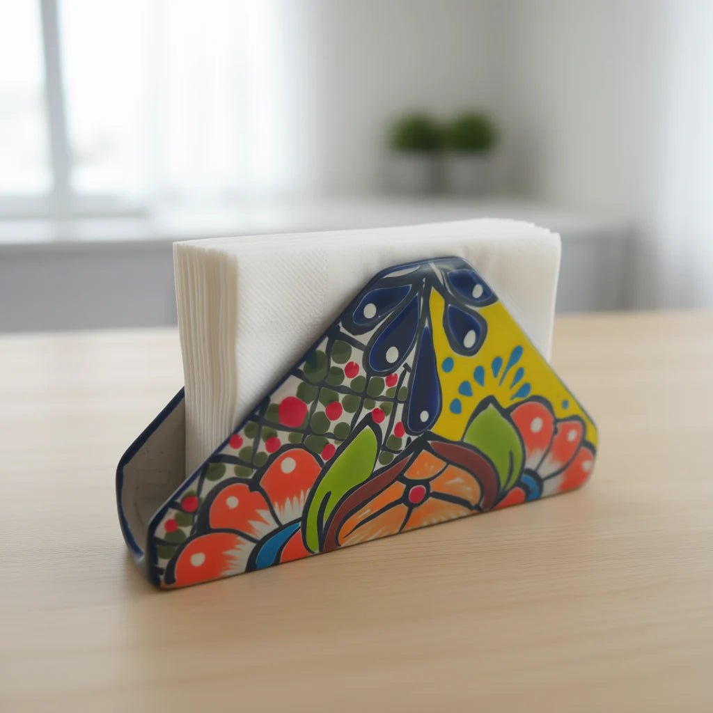Colorful Talavera Napkin Holder | Mexican Ceramic Table Decor Talavera Napkin Holder La Vie Bien Colorful Talavera Napkin Holder | Mexican Ceramic Table Decor
