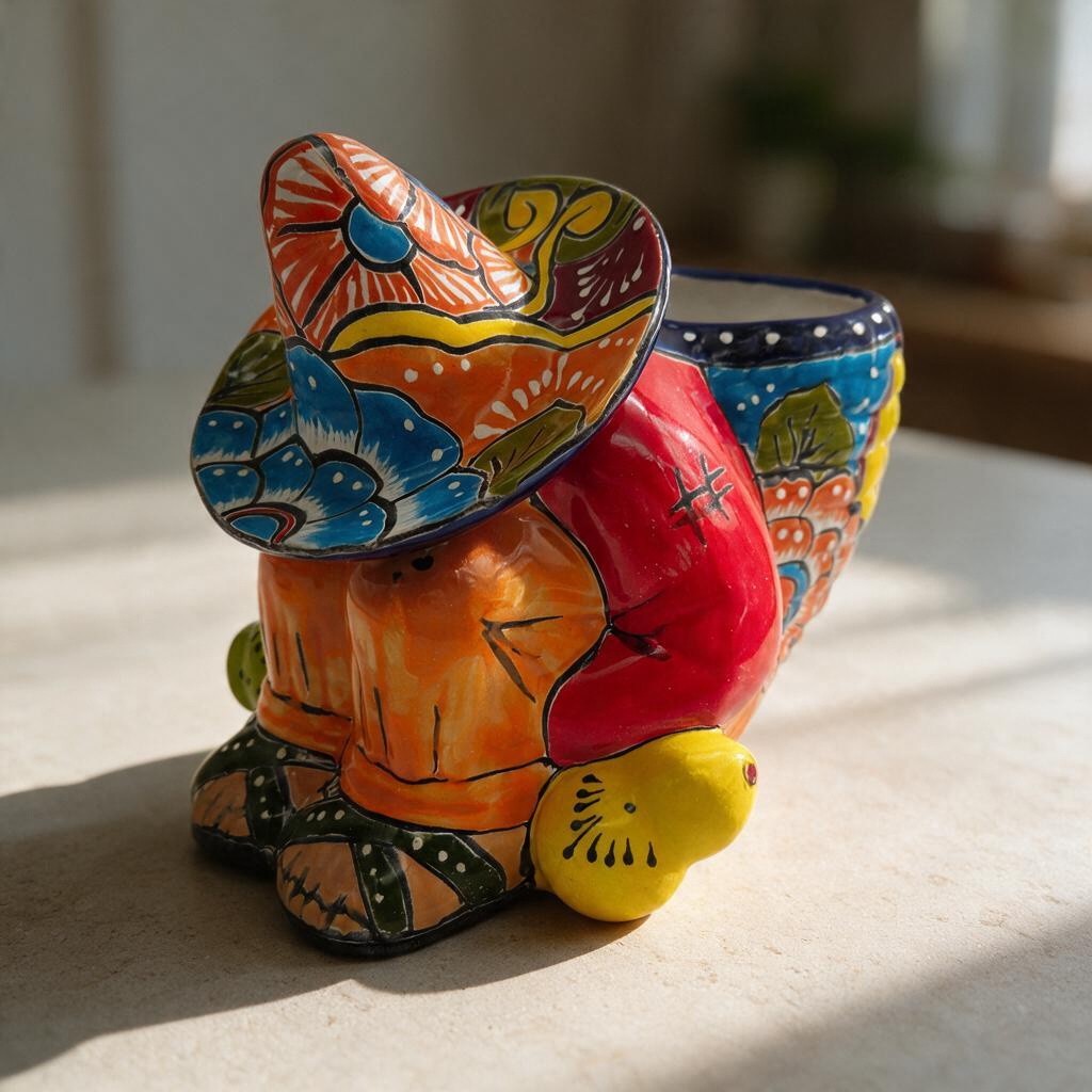 Colorful Talavera Panchito Planter | Mexican Sleeping Man Pottery