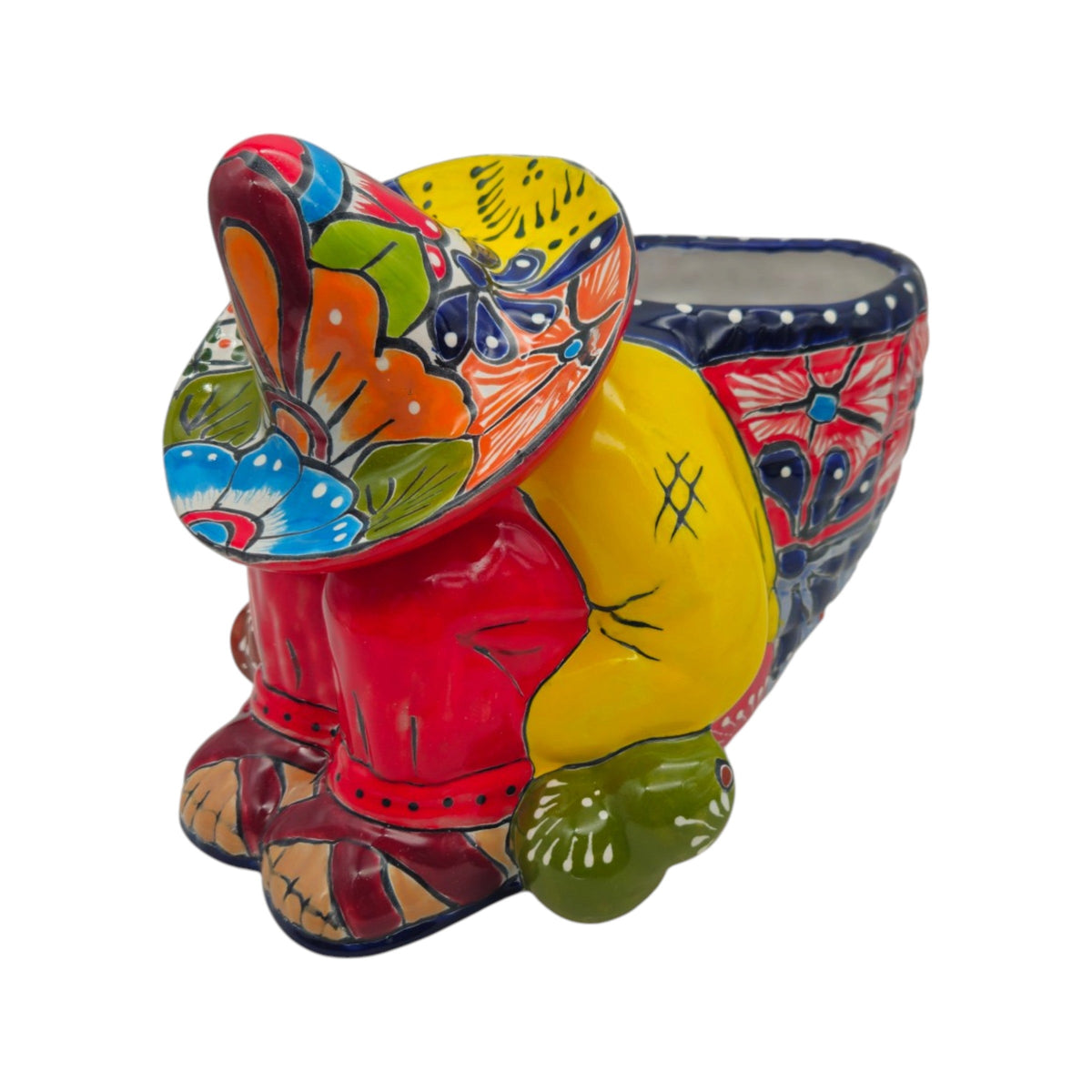 Colorful Talavera Panchito Planter | Mexican Sleeping Man Pottery