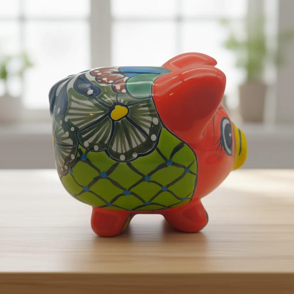 Colorful Talavera Piggy Bank | Mexican Ceramic Coin Holder Talavera Piggy Bank La Vie Bien Colorful Talavera Piggy Bank | Mexican Ceramic Coin Holder
