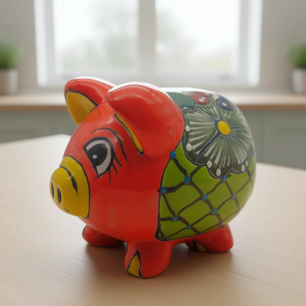 Colorful Talavera Piggy Bank | Mexican Ceramic Coin Holder Talavera Piggy Bank La Vie Bien Colorful Talavera Piggy Bank | Mexican Ceramic Coin Holder