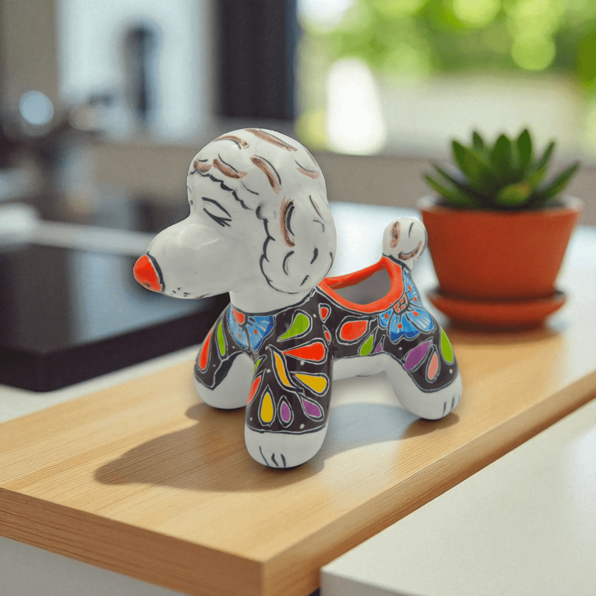 Colorful Talavera Poodle Planter | Mexican Hand - Painted Pottery Talavera Planter La Vie Bien Colorful Talavera Poodle Planter | Mexican Hand - Painted Pottery