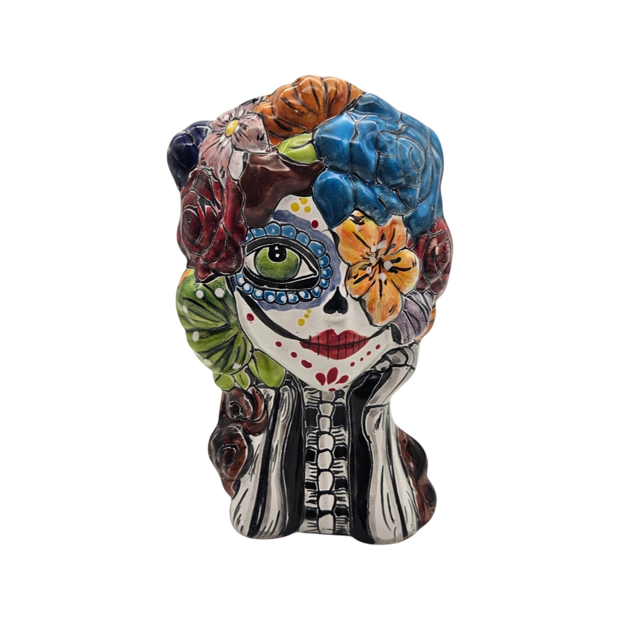 Colorful Talavera Skull Planter | Hand-Painted Ceramic Pot Talavera Planter La Vie Bien Colorful Talavera Skull Planter | Hand-Painted Ceramic Pot