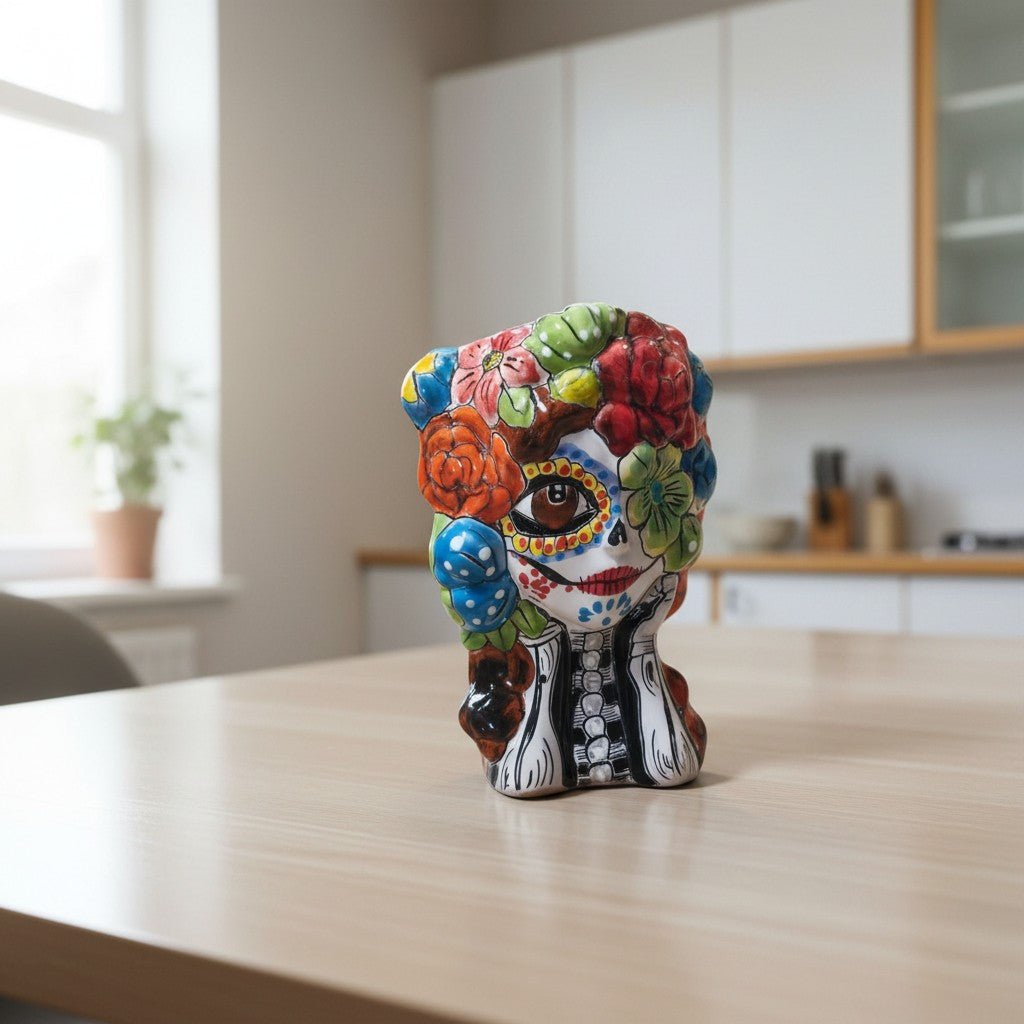 Colorful Talavera Skull Planter | Hand-Painted Ceramic Pot Talavera Planter La Vie Bien Colorful Talavera Skull Planter | Hand-Painted Ceramic Pot
