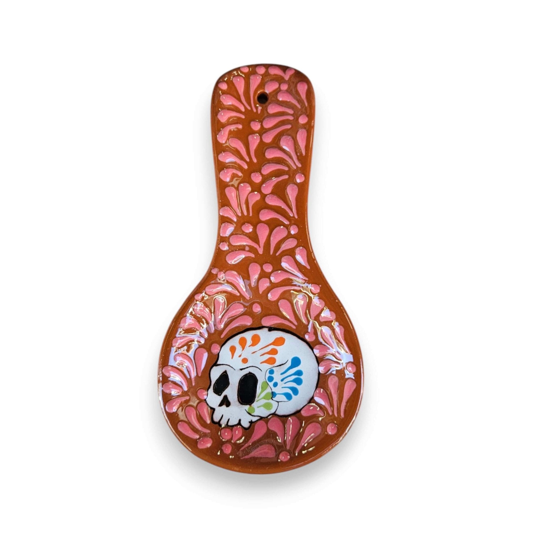 Colorful Talavera Skull Spoon Rest | Mexican Kitchen Art Talavera Spoon Rest La Vie Bien Colorful Talavera Skull Spoon Rest | Mexican Kitchen Art