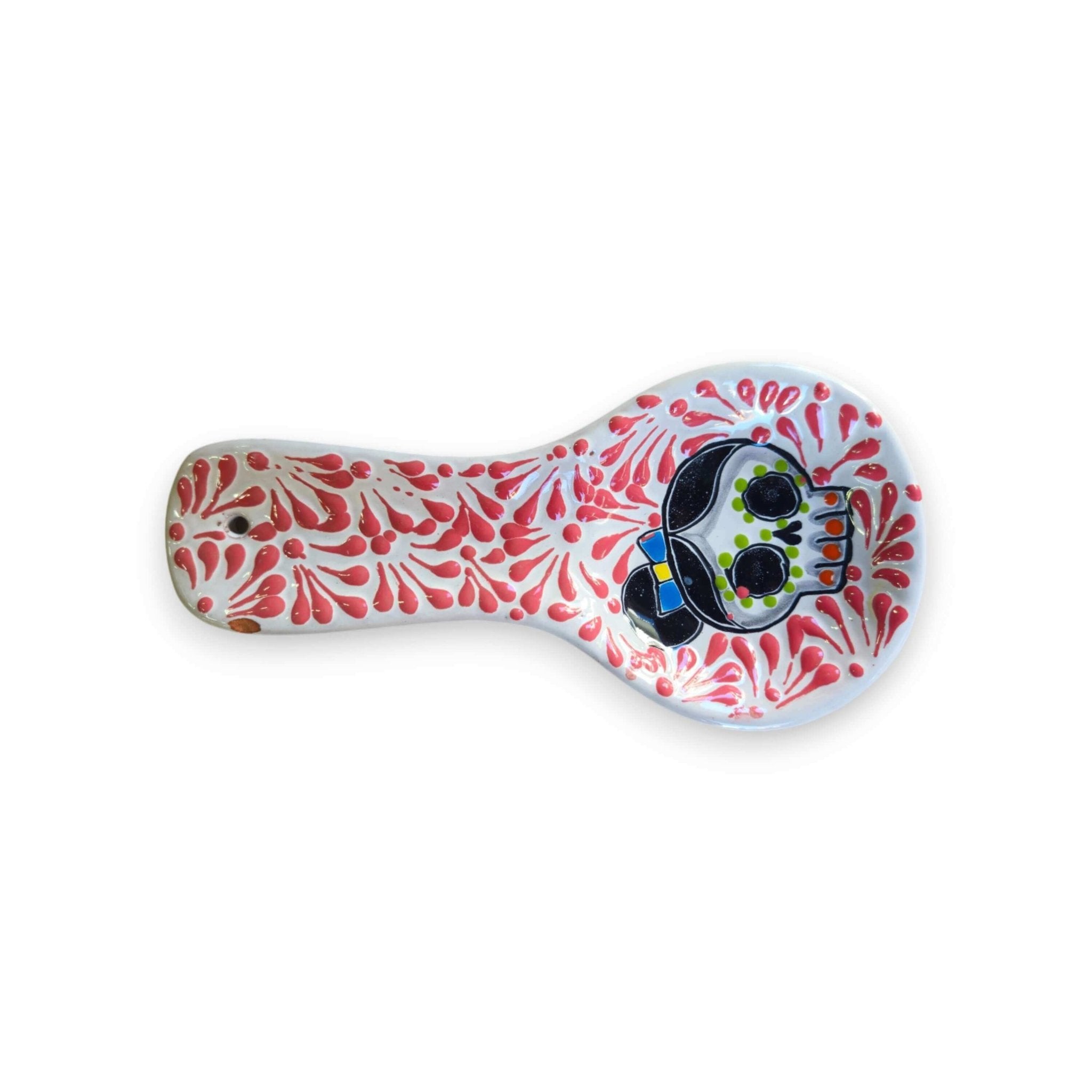 Colorful Talavera Skull Spoon Rest | Mexican Kitchen Art Talavera Spoon Rest La Vie Bien Colorful Talavera Skull Spoon Rest | Mexican Kitchen Art