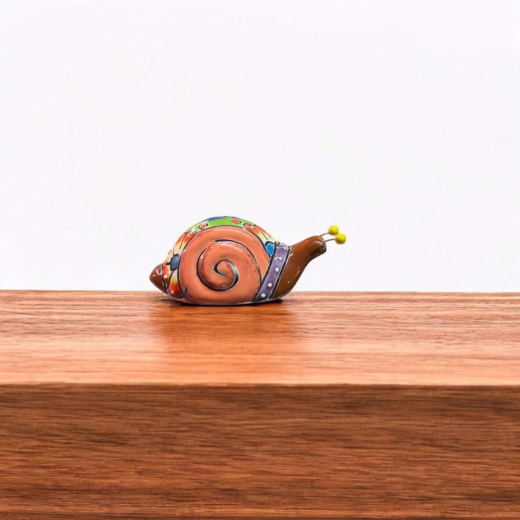 Colorful Talavera Snail Figurine | Mexican Ceramic Garden Decor Talavera Figurine La Vie Bien Colorful Talavera Snail Figurine | Mexican Ceramic Garden Decor