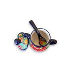 Colorful Talavera Sugar Jar with Spoon | Mexican Pottery Art Talavera Sugar Jar La Vie Bien Colorful Talavera Sugar Jar with Spoon | Mexican Pottery Art