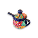 Colorful Talavera Sugar Jar with Spoon | Mexican Pottery Art Talavera Sugar Jar La Vie Bien Colorful Talavera Sugar Jar with Spoon | Mexican Pottery Art