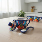 Colorful Talavera Sugar Jar with Spoon | Mexican Pottery Art Talavera Sugar Jar La Vie Bien Colorful Talavera Sugar Jar with Spoon | Mexican Pottery Art