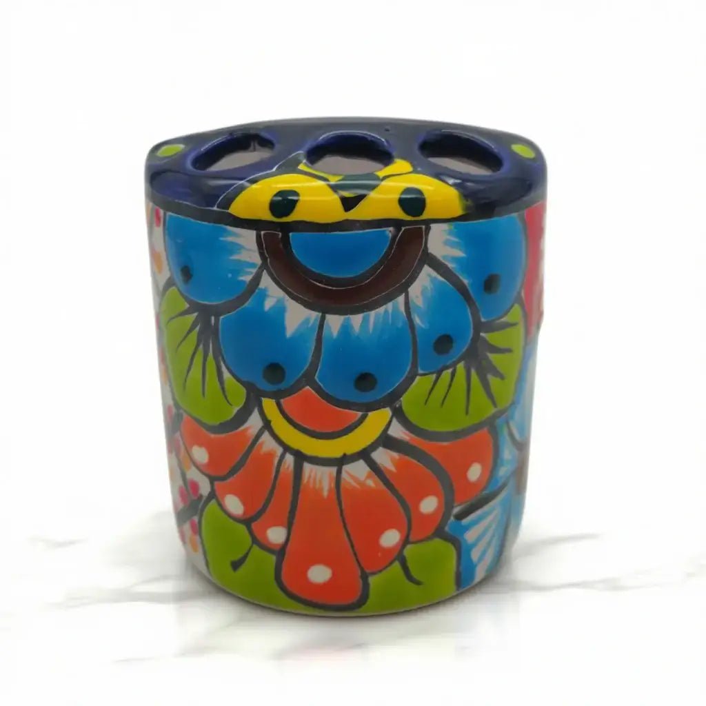 Colorful Talavera Toothbrush Holder | Mexican Ceramic Art Talavera Toothbrush Holder La Vie Bien Colorful Talavera Toothbrush Holder | Mexican Ceramic Art
