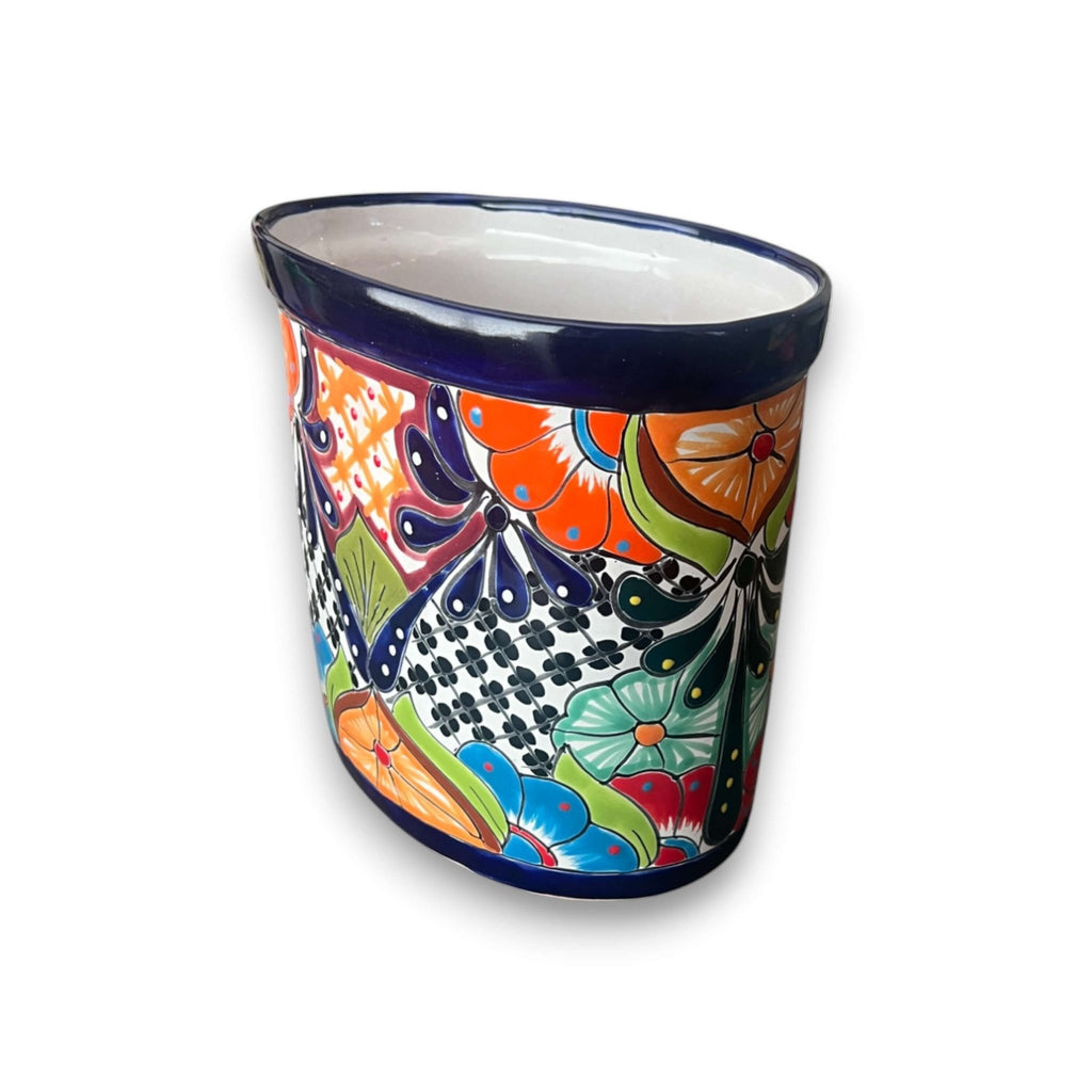 Colorful Talavera Trash Can | Handmade Mexican Waste Bin Mexican Mirror La Vie Bien Colorful Talavera Trash Can | Handmade Mexican Waste Bin