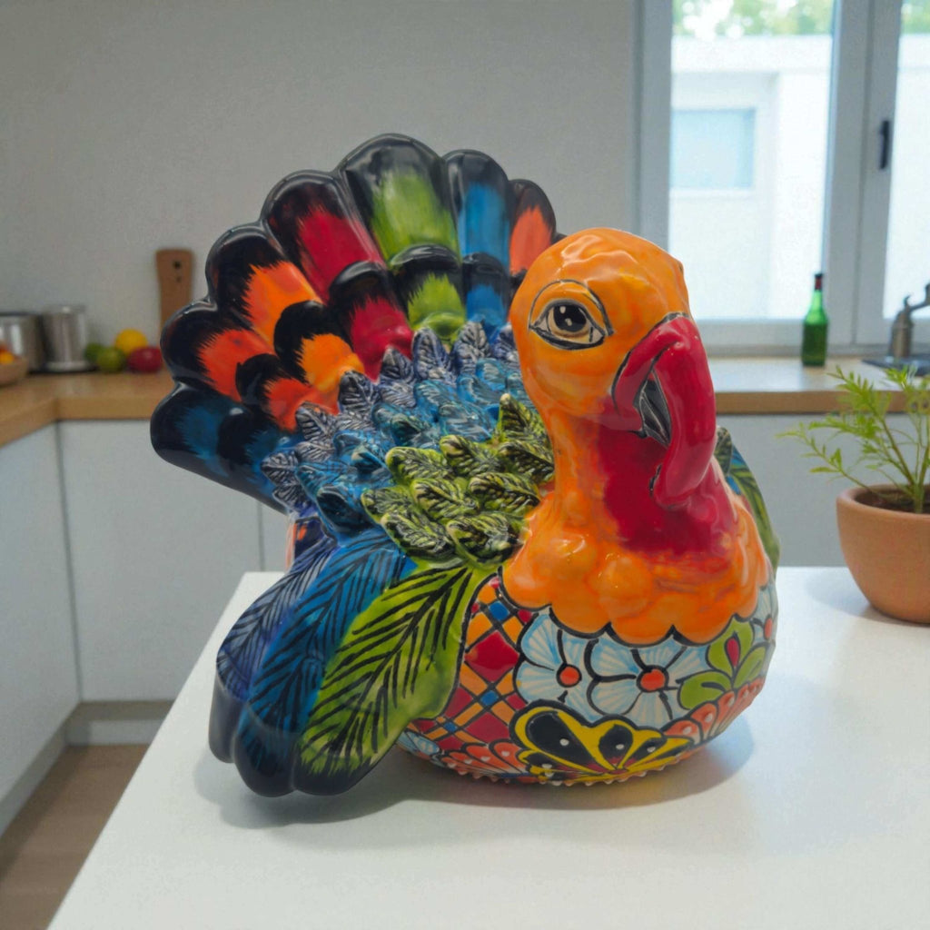 Colorful Talavera Turkey Figurine | Hand - Painted Mexican Folk Art Talavera Figurine La Vie Bien Colorful Talavera Turkey Figurine | Hand - Painted Mexican Folk Art