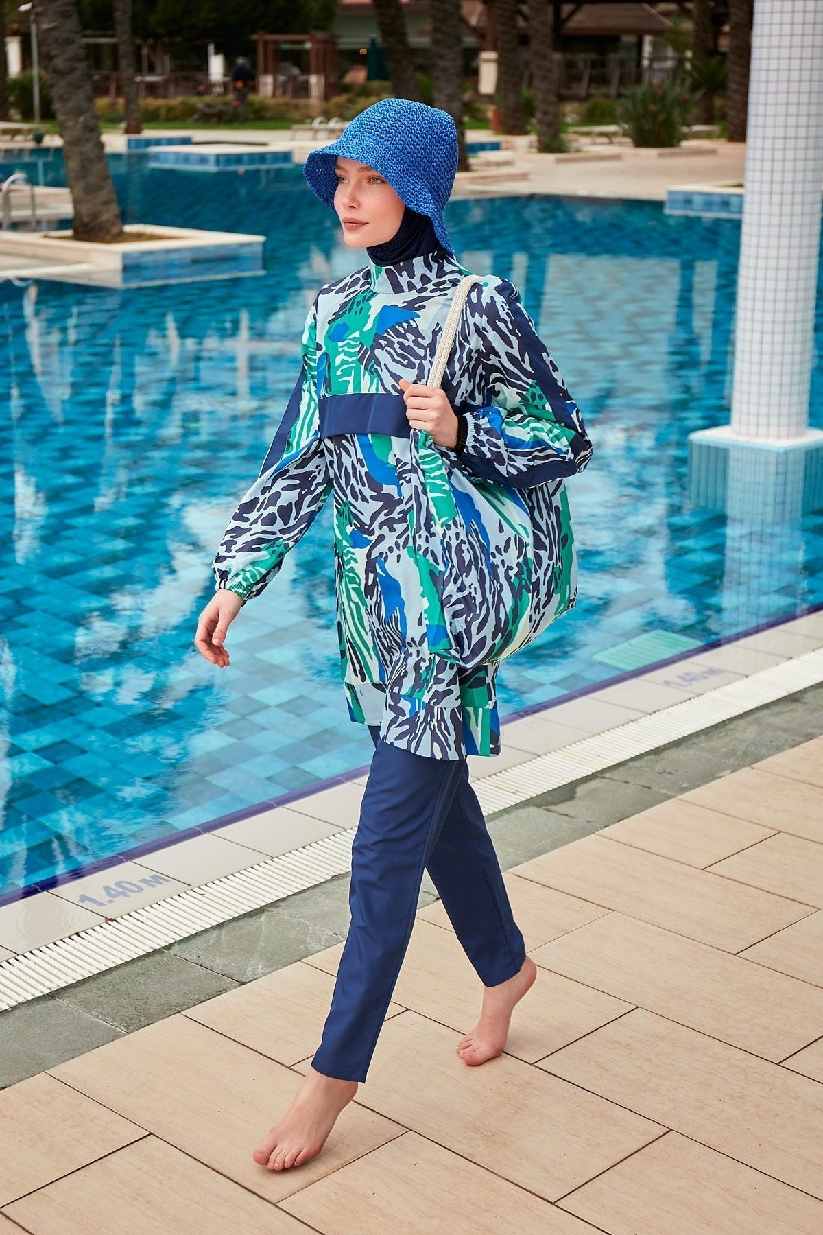 Colourful Burkini Modest Swimwear R2408 Covered Burkini Swimwear La Vie Bien Colourful Burkini Modest Swimwear R2408