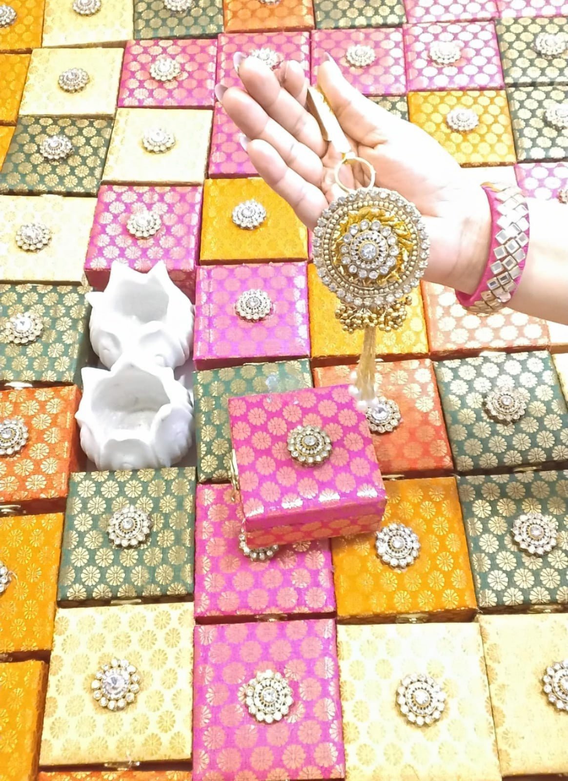 Combo of Kundan Bangle & Satka in Gift Box (Assorted) Favors & Return Gifts La Vie Bien Combo of Kundan Bangle & Satka in Gift Box (Assorted)