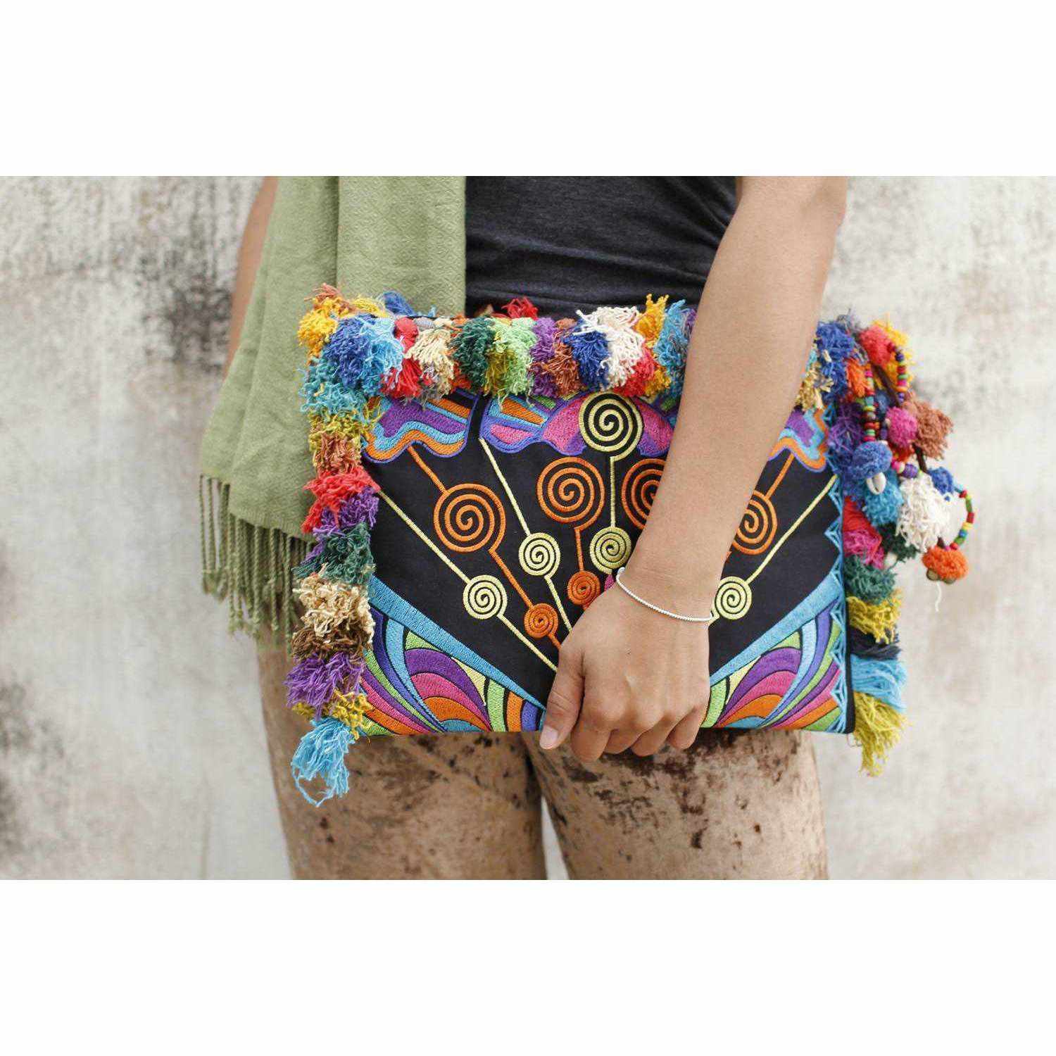 Computer Case | Oversize Pom Pom Clutch - Thailand Bags La Vie Bien Computer Case | Oversize Pom Pom Clutch - Thailand