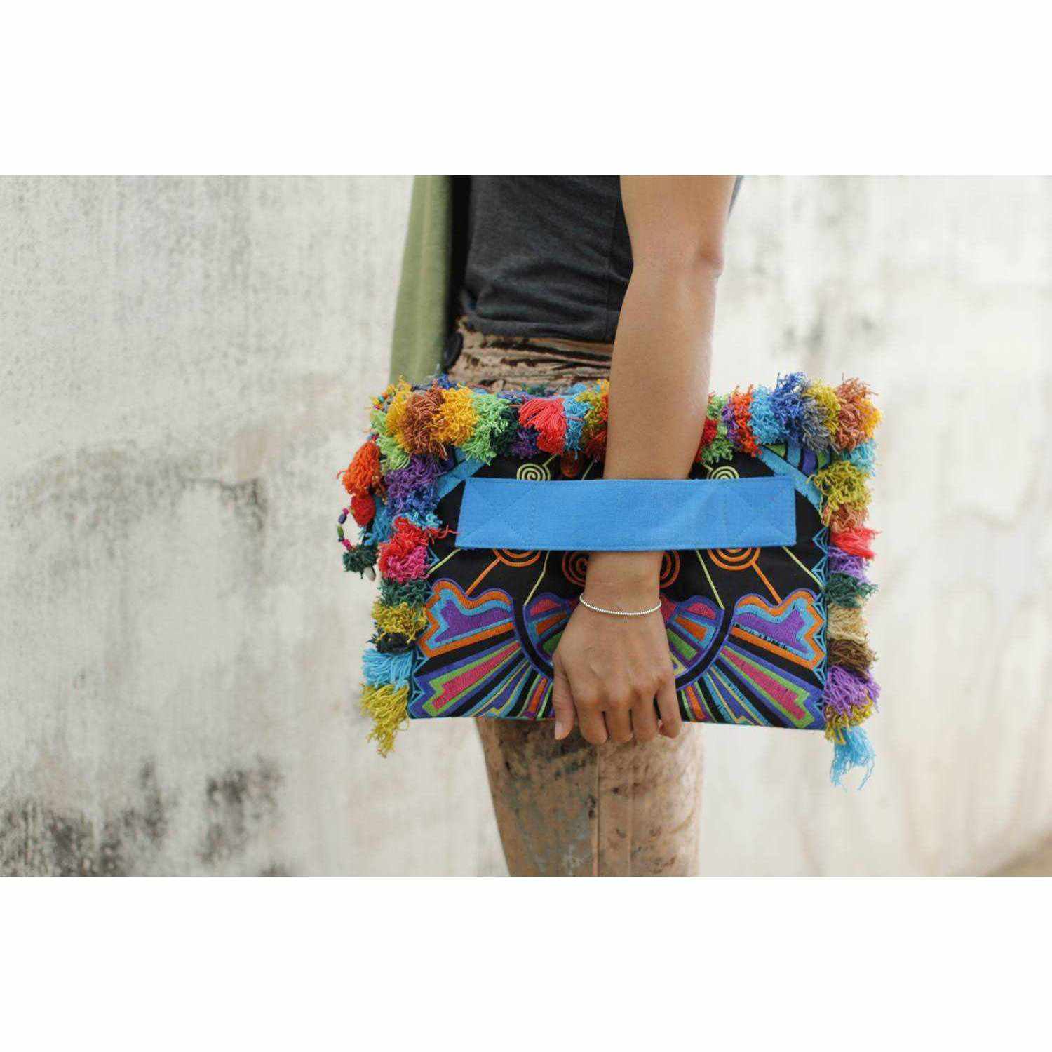 Computer Case | Oversize Pom Pom Clutch - Thailand Bags La Vie Bien Computer Case | Oversize Pom Pom Clutch - Thailand