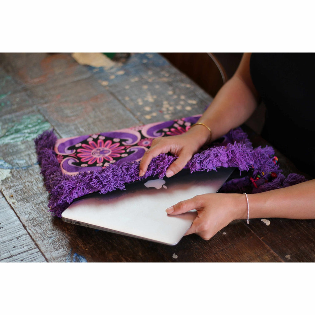 Computer Case | Oversize Pom Pom Clutch - Thailand Bags La Vie Bien Computer Case | Oversize Pom Pom Clutch - Thailand