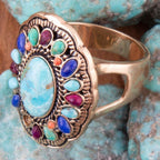Concho Colorful Golden Statement Ring by Barse Jewelry