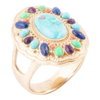Concho Colorful Golden Statement Ring by Barse Jewelry