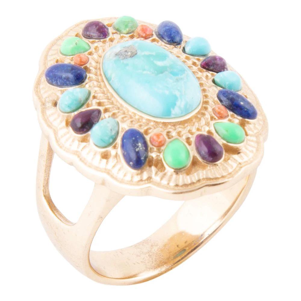 Concho Colorful Golden Statement Ring by Barse Jewelry